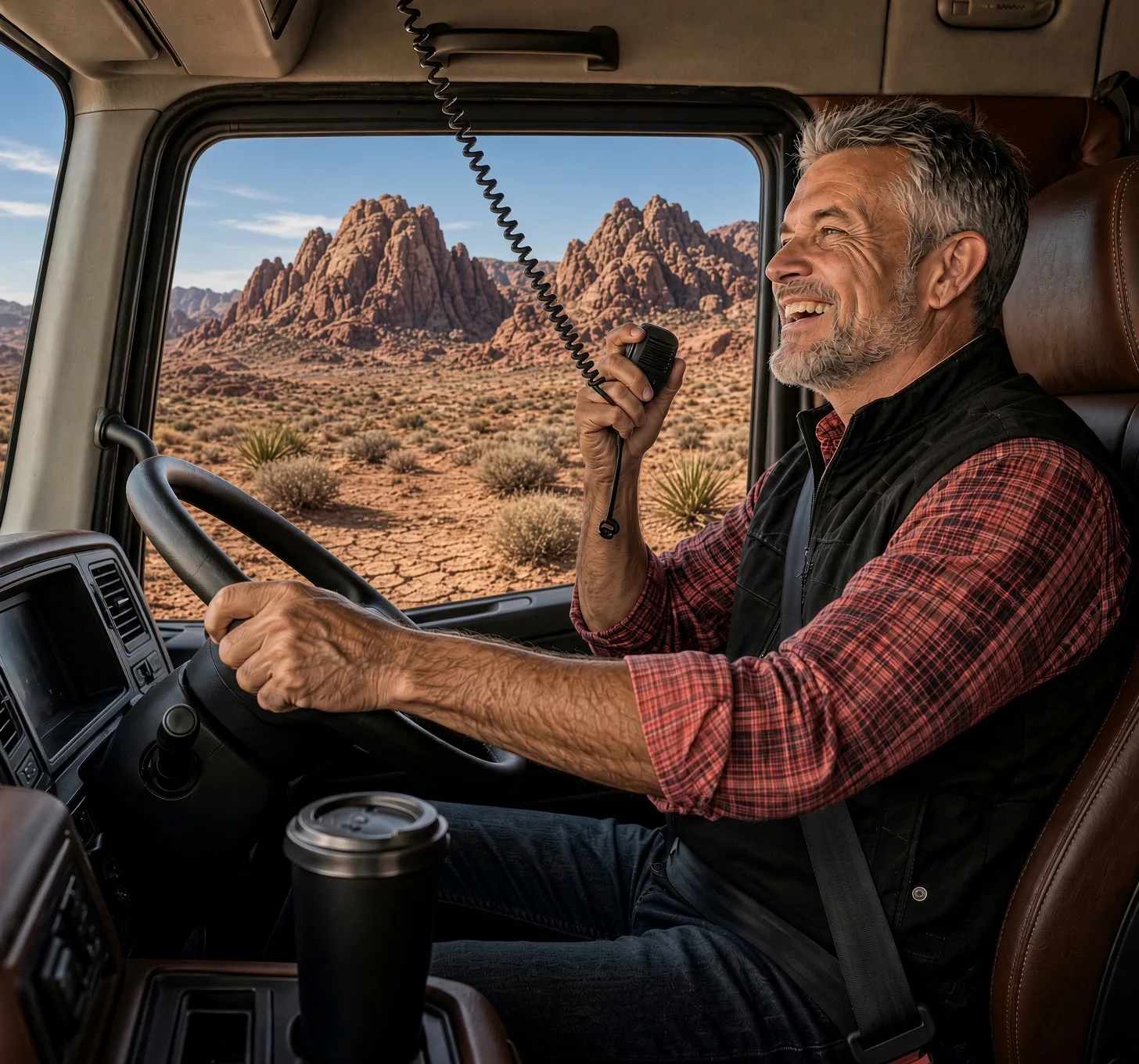 GDI Express driver on the radio with dispatch
