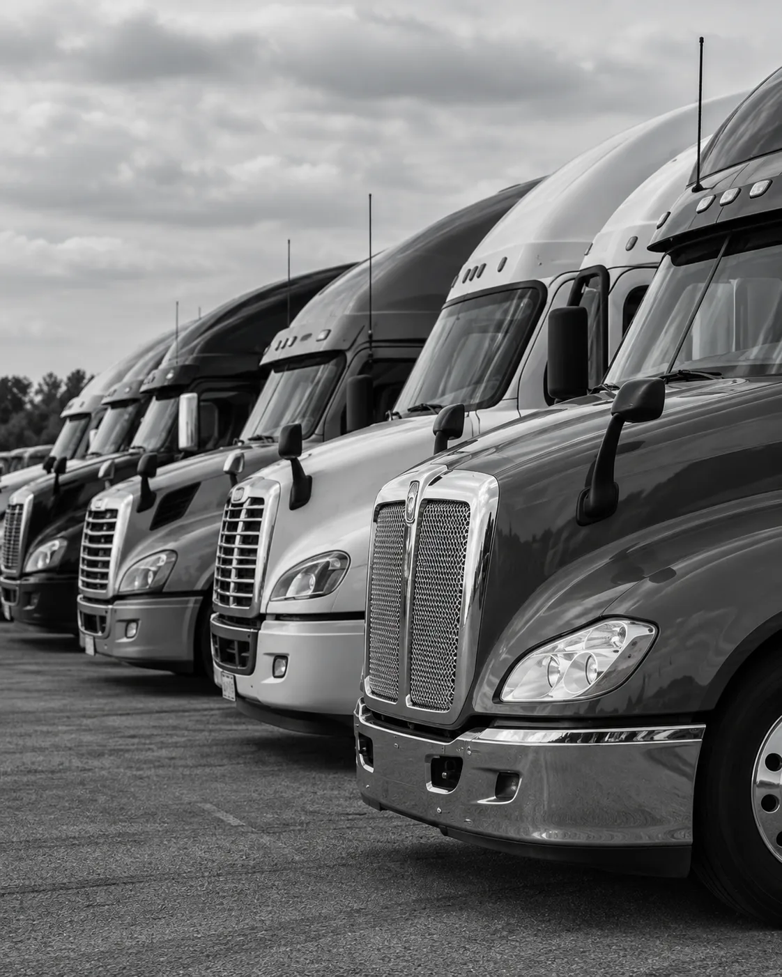 GDI Express tractors lined up at the yard